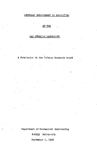 Proposed improvement in facilities of the Gas Dynamics Laboratory thumbnail