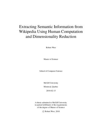 Extracting semantic information from Wikipedia using human computation and dimensionality reduction thumbnail