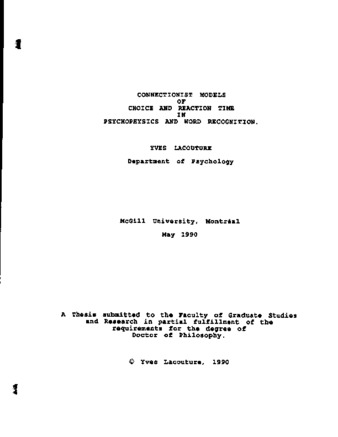 Connectionist models of choice and reaction time in psychophysics and word recognition thumbnail