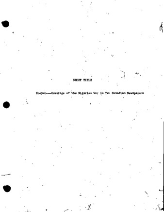 Coverage of the Nigerian civil war in two Canadian daily newspapers. thumbnail