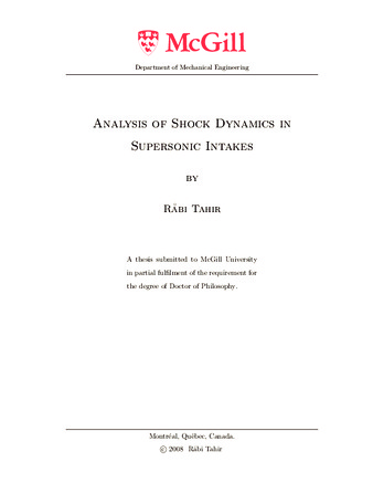 Analysis of shock dynamics in supersonic intakes thumbnail