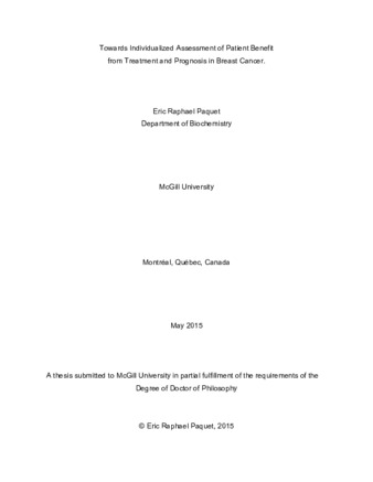 Towards individualized assessment of patient benefit from treatment and prognosis in breast cancer thumbnail