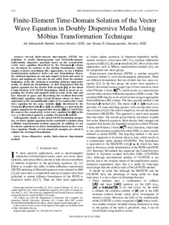 Finite-Element Time-Domain Solution of the Vector Wave Equation in Doubly Dispersive Media Using Möbius Transformation Technique thumbnail