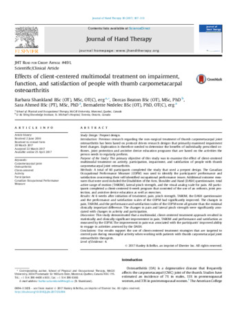  Effects of client-centered multimodal treatment on impairment, function, and satisfaction of people with thumb carpometacarpal osteoarthritis thumbnail