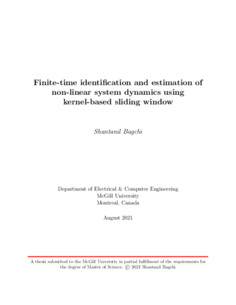 Finite-time identification and estimation of non-linear system dynamics using kernel-based sliding window thumbnail