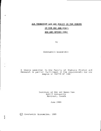 Air transport law and policy in the Europe of the EEC and ECAC : now and beyond 1992 thumbnail