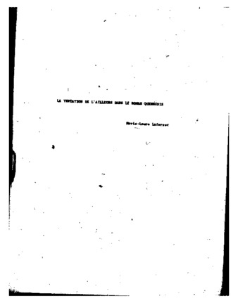 La tentation de l'ailleurs dans le roman québécois (1845-1938) / thumbnail