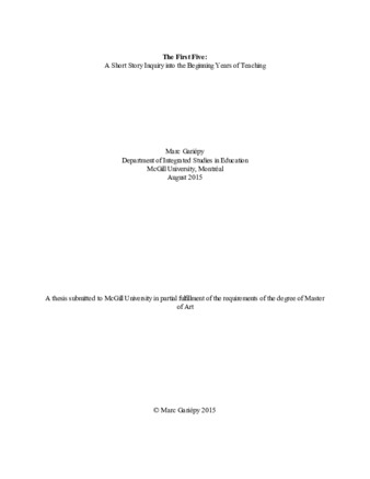 The first five: A short story inquiry into the beginning years of teaching thumbnail