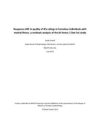 Response shift in quality of life ratings in homeless individuals wih mental illness: a residuals analysis of the at home/chez soi study thumbnail
