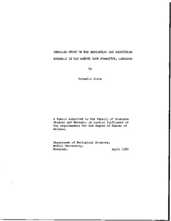 Detailed Study of the Amphiboles and Associated Minerals in the Wabush Iron Formation, Labrador thumbnail