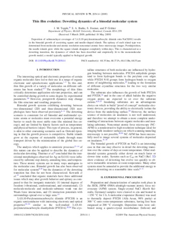 Thin film evolution: dewetting dynamics of a bimodal molecular system thumbnail