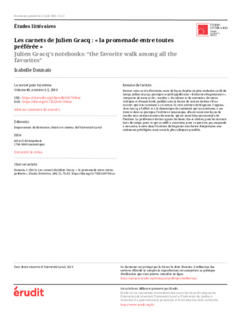 Les carnets de Julien Gracq : « la promenade entre toutes préférée » thumbnail