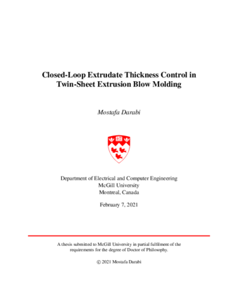 Closed-loop extrudate thickness control in twin-sheet extrusion blow molding thumbnail