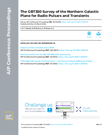 The GBT350 Survey of the Northern Galactic Plane for Radio Pulsars and Transients thumbnail