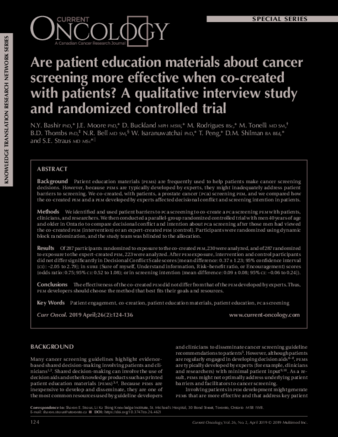 Are patient education materials about cancer screening more effective when co-created with patients? A qualitative interview study and randomized controlled trial thumbnail