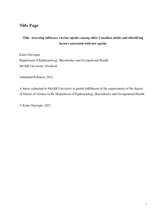 Assessing influenza vaccine uptake among older Canadian adults and identifying factors associated with low uptake thumbnail