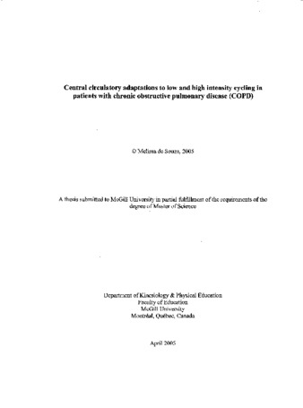 Central circulatory adaptations to low and high intensity cycling in patients with chronic obstructive pulmonary disease (COPD) thumbnail