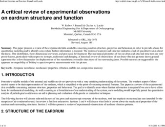 A critical review of experimental observations on eardrum structure and function thumbnail