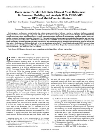 Power aware parallel 3-D finite element mesh refinement performance modeling and analysis with CUDA/MPI on GPU and multi-core architecture thumbnail