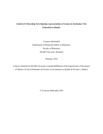 Gendered ctizenship: Investigating representations of women in Jordanian Civic Education textbooks thumbnail