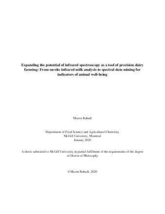 Expanding the potential of infrared spectroscopy as a tool of precision dairy farming: From on-site infrared milk analysis to spectral data mining for indicators of animal well-being thumbnail