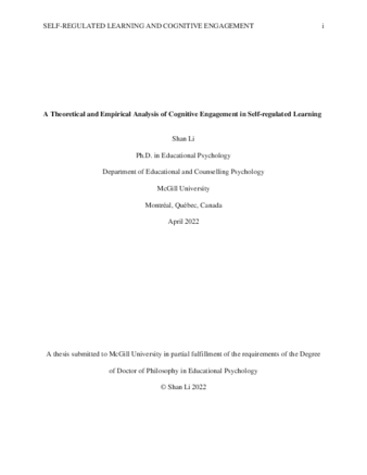 A theoretical and empirical analysis of cognitive engagement in self-regulated learning thumbnail