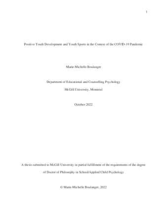 Positive youth development and youth sports in the context of the COVID-19 pandemic thumbnail