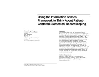 Using the Information Senses Framework to Think About Patient-Centered Biomedical Recordkeeping thumbnail