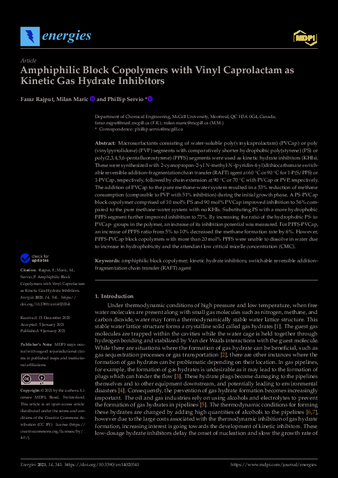 Amphiphilic Block Copolymers with Vinyl Caprolactam as Kinetic Gas Hydrate Inhibitors thumbnail