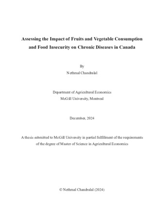 Assessing the Impact of Fruits and Vegetable Consumption and Food Insecurity on Chronic Diseases in Canada thumbnail