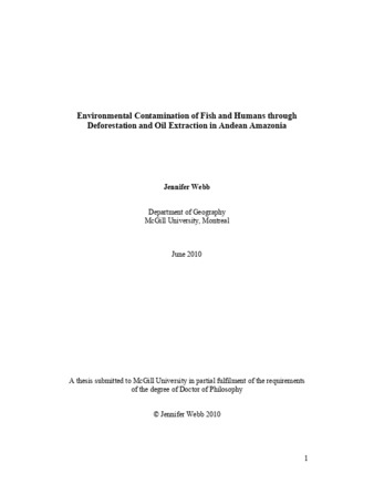 Environmental contamination of fish and humans through deforestation and oil extraction in Andean Amazonia thumbnail