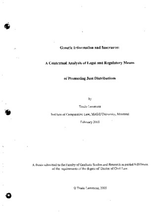 Genetic information and insurance : a contextual analysis of legal and regulatory means of promoting just distributions thumbnail