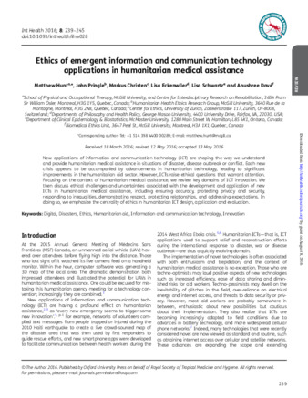 Ethics of emergent information and communication technology applications in humanitarian medical assistance thumbnail