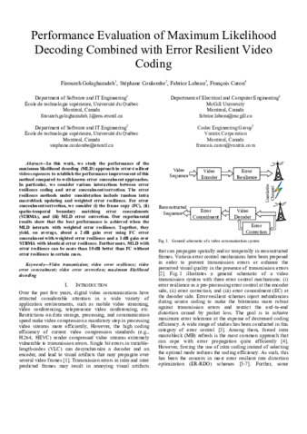 Performance Evaluation of Maximum Likelihood Decoding Combined with Error Resilient Video Coding  thumbnail