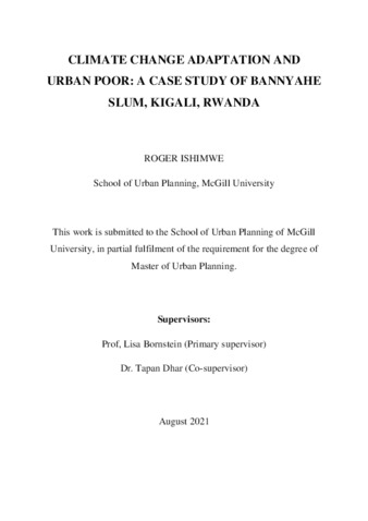 Climate change adaptation and urban poor: a case study of Bannyahe Slum, Kigali, Rwanda thumbnail