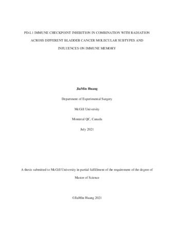 PD-L1 immune checkpoint inhibition in combination with radiation across different bladder cancer molecular subtypes and influences on immune memory thumbnail