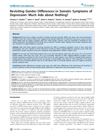 Revisiting Gender Differences in Somatic Symptoms of Depression: Much Ado about Nothing? thumbnail