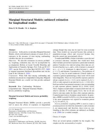 Marginal Structural Models: unbiased estimation for longitudinal studies thumbnail