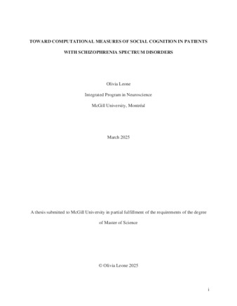 Toward computational measures of social cognition in patients with schizophrenia spectrum disorders thumbnail