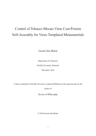 Control of Tobacco Mosaic Virus Coat Protein Self-Assembly for Virus-Templated Metamaterials thumbnail