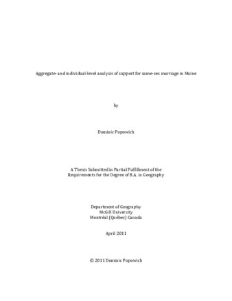 Aggregate and individual level analysis of support for same-sex marriage in Maine thumbnail