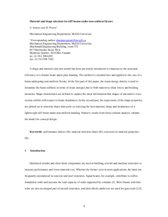 Material and shape selection for stiff beams under non-uniform flexure thumbnail