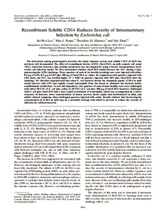 Recombinant soluble CD14 reduces severity of intramammary infection by Escherichia coli thumbnail