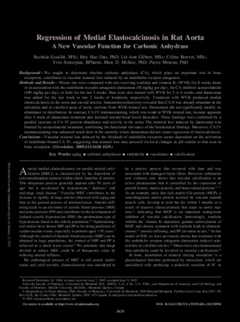 Regression of Medial Elastocalcinosis in Rat Aorta A New Vascular Function for Carbonic Anhydrase thumbnail