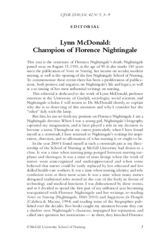 Lynn McDonald: Champion of Florence Nightingale thumbnail