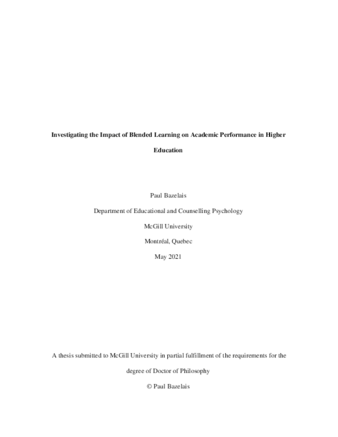 Investigating the impact of blended learning on academic performance in higher education thumbnail