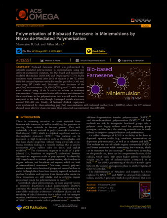 Polymerization of Biobased Farnesene in Miniemulsions by Nitroxide-Mediated Polymerization thumbnail