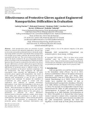 Effectiveness of Protective Gloves against Engineered Nanoparticles: Difficulties in Evaluation thumbnail