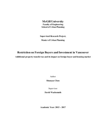 Restriction on Foreign Buyers and Investment in Vancouver Additional property transfer tax and its impact on foreign buyer and housing market thumbnail