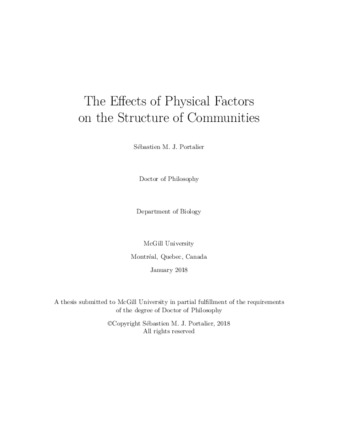 The effects of physical factors on the structure of communities thumbnail